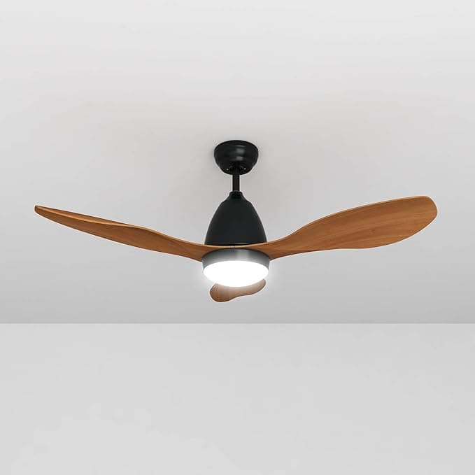 ELEGANT Ceiling Fan Wooden with Remote Control & LED Color Change Light, 48 Inch (1200mm), 3 Reversible Blades 3 Speed