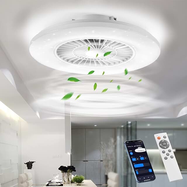 BKZO Ceiling Fan with Stepless Lighting Control, 3000-5500K Color Temperature
