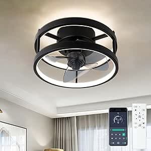 TRUYOK Ceiling Fan with Lighting and Remote Control LED Ceiling Light 33 cm Dimmable Fan