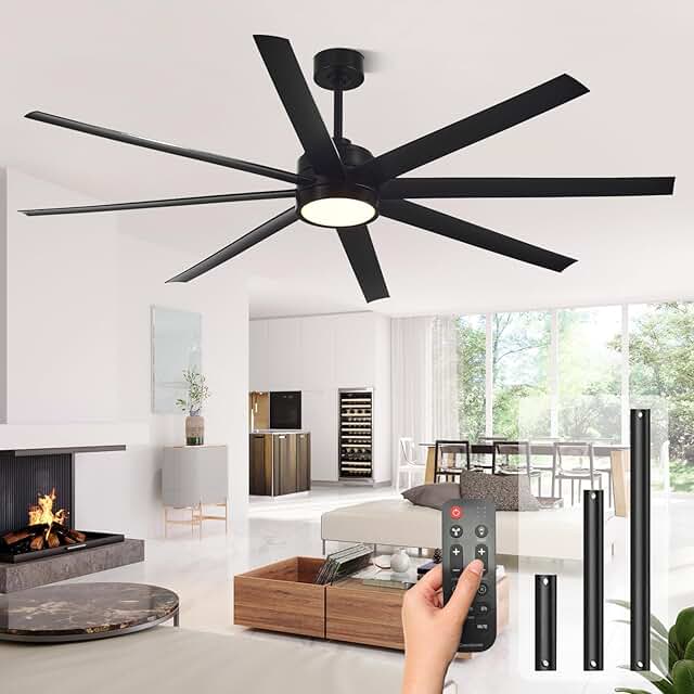 Conciseer Ceiling Fan with Remote Control, Industrial Style, Dimmable LED Light